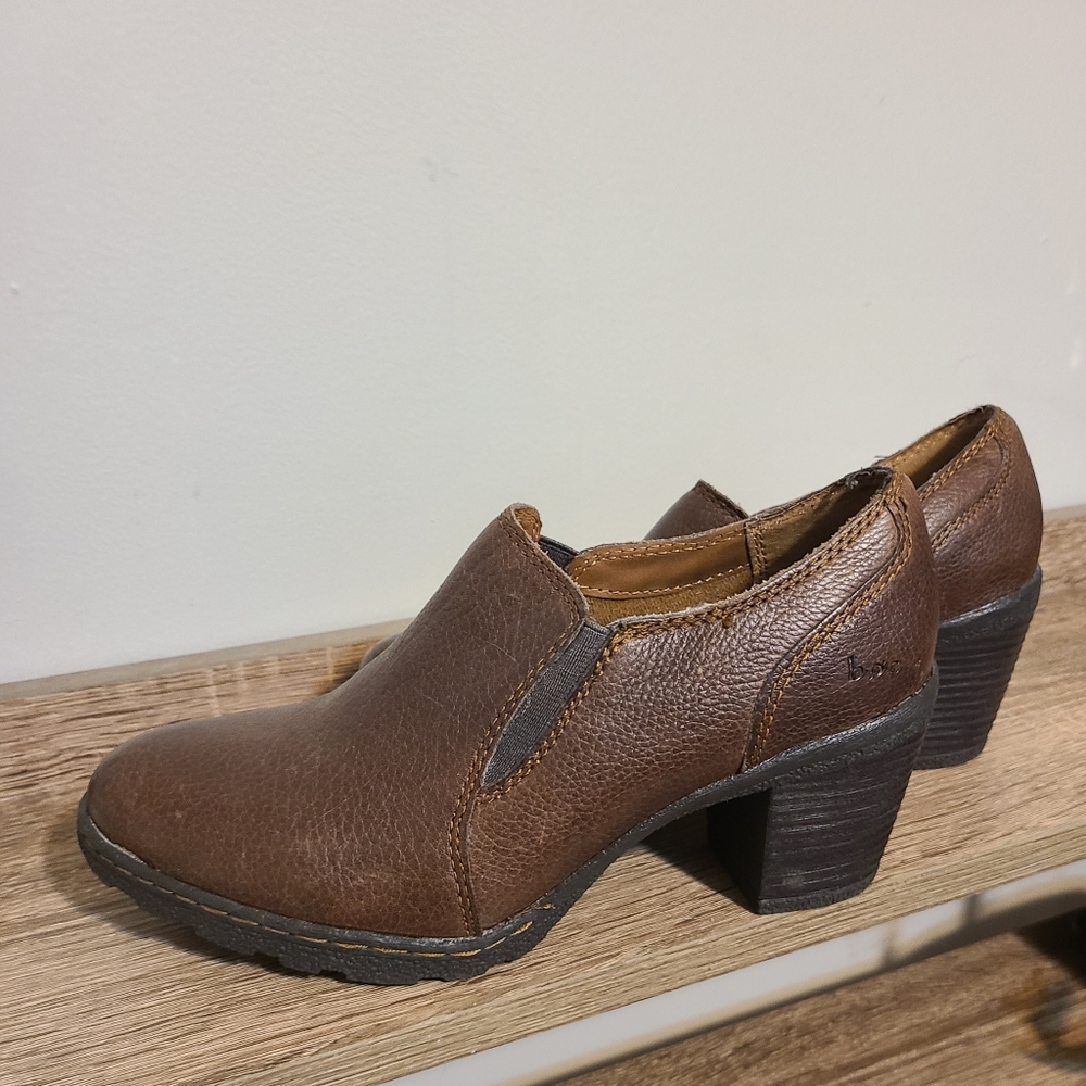 Born Concept BOC Carla Brown Plain Toe Leather Heel Shooties Shoes Women's US 7